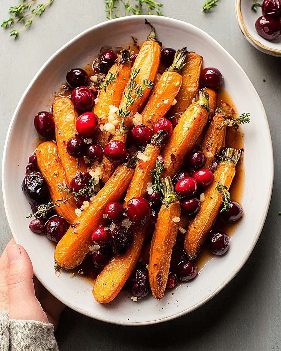 Maple roasted carrots cranberries