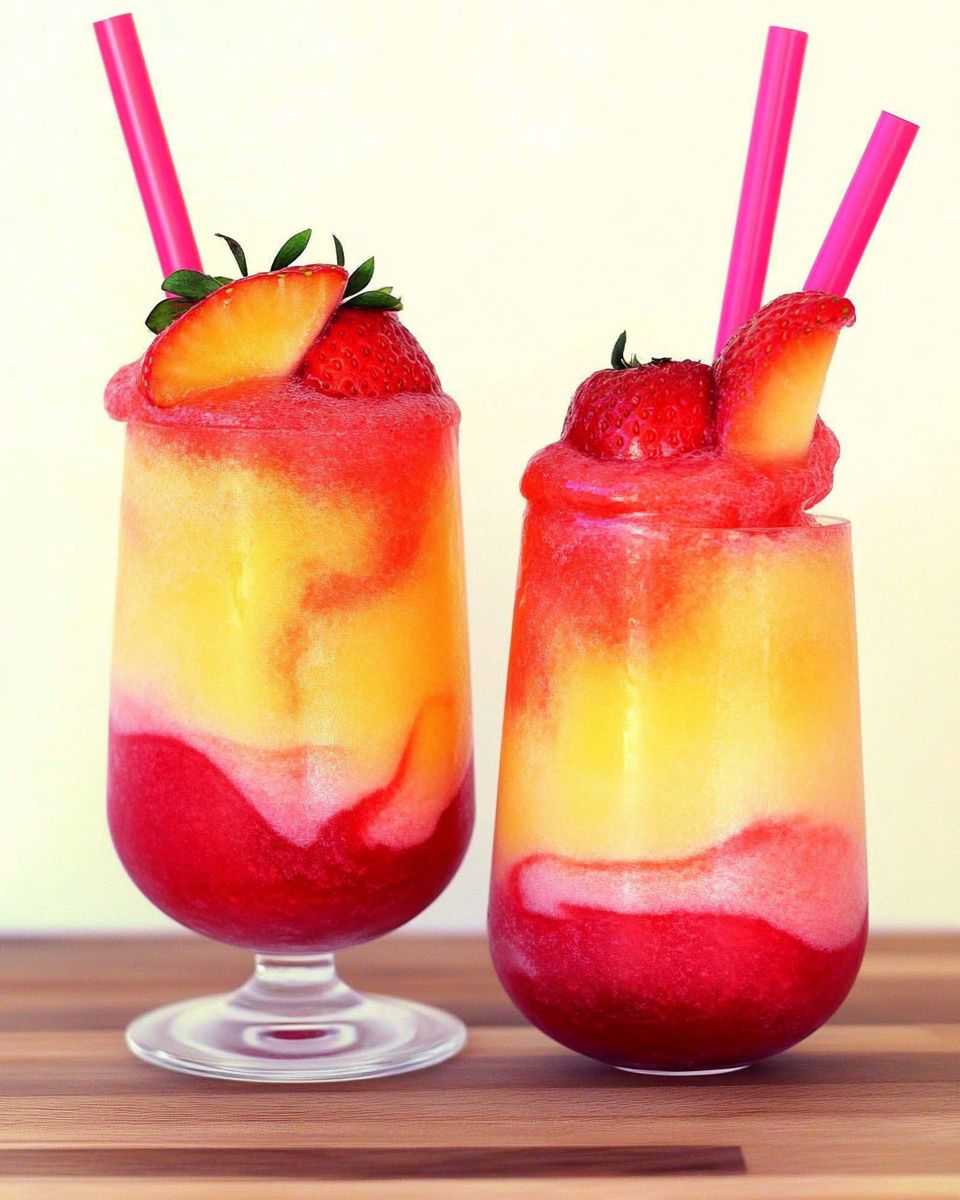 Strawberry Peach Wine Slushies