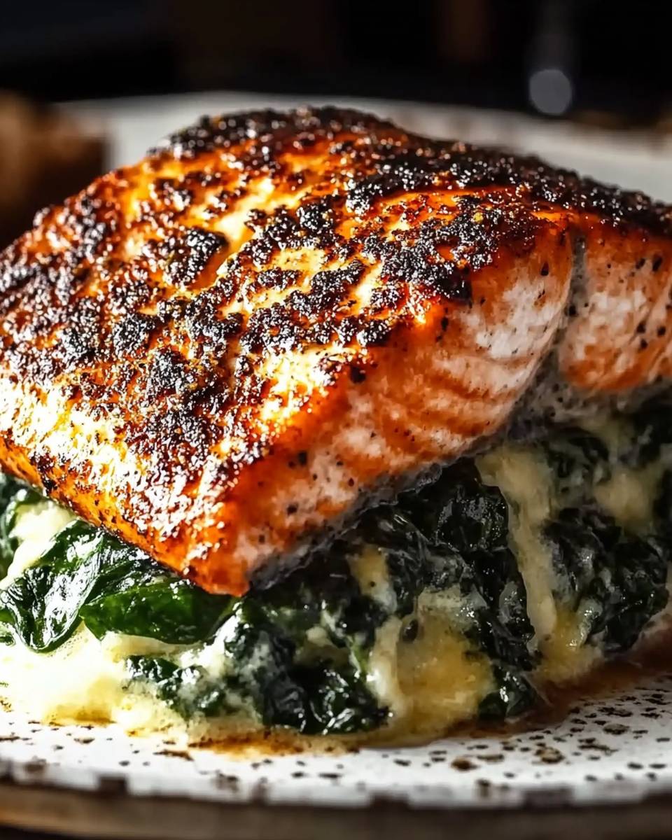 Blackened Salmon with Spinach