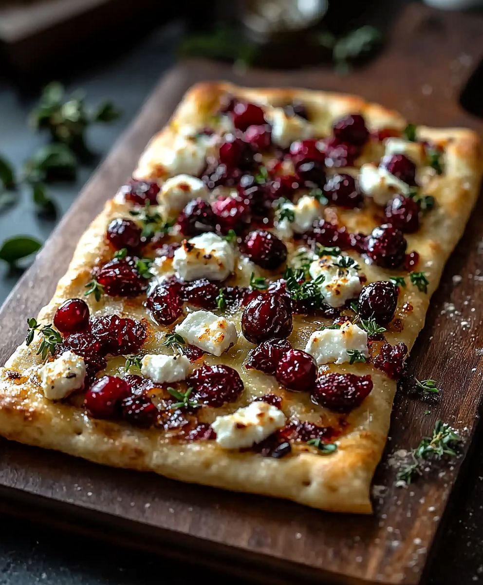 Roasted Cranberry Goat Cheese Flatbread
