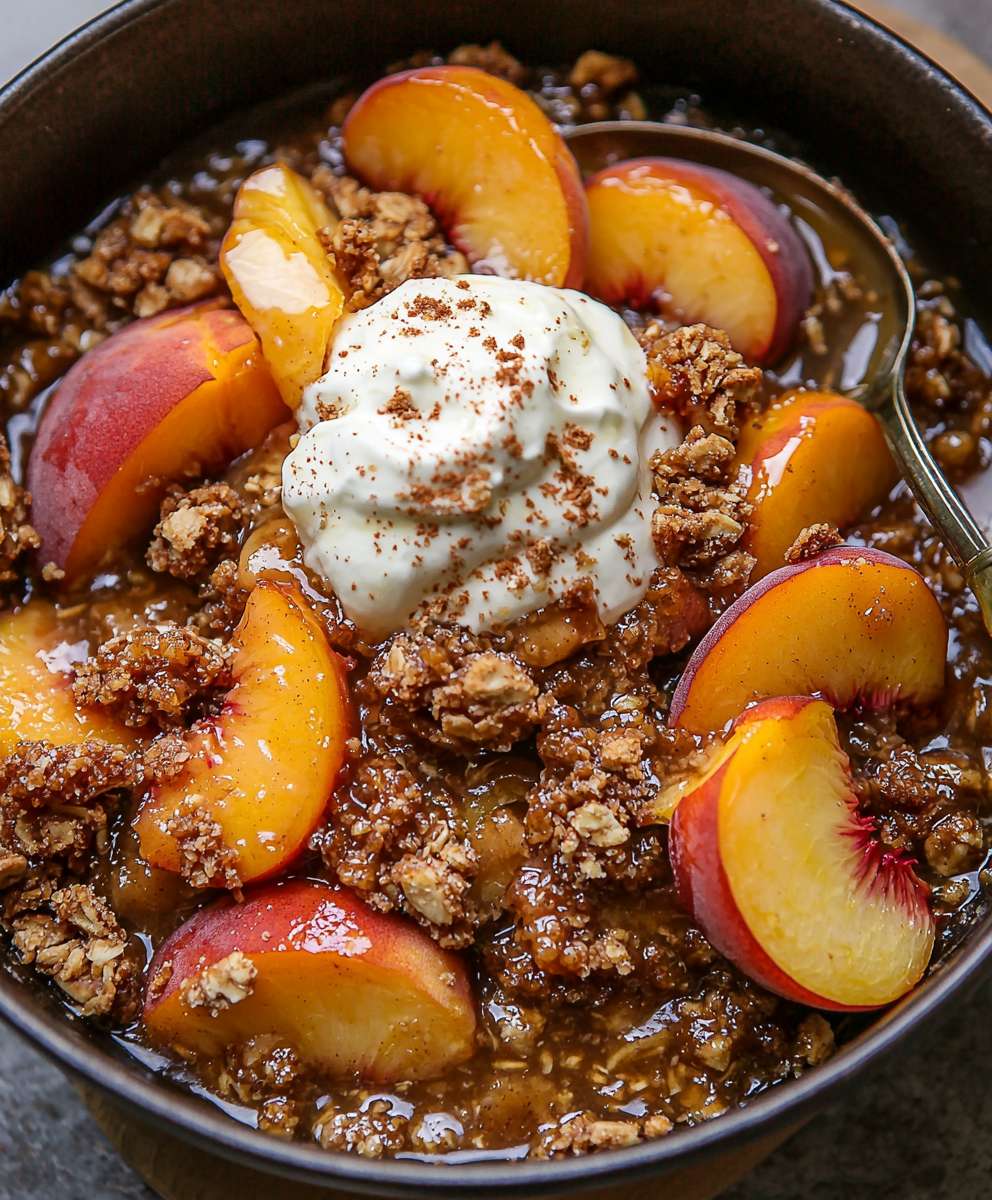 Bourbon Peach Crisp Dessert