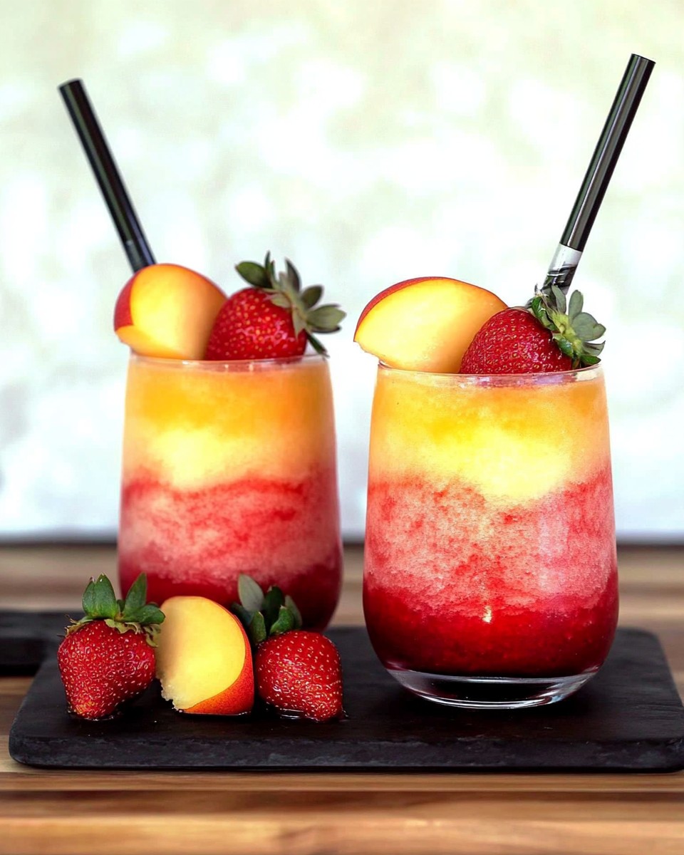 Strawberry Peach Wine Slushies