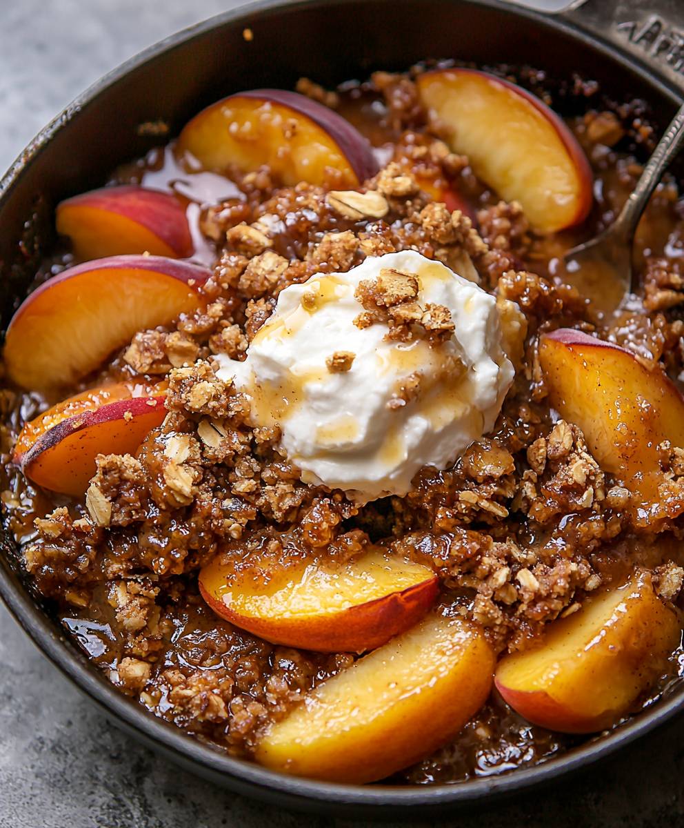 Bourbon Peach Crisp Dessert