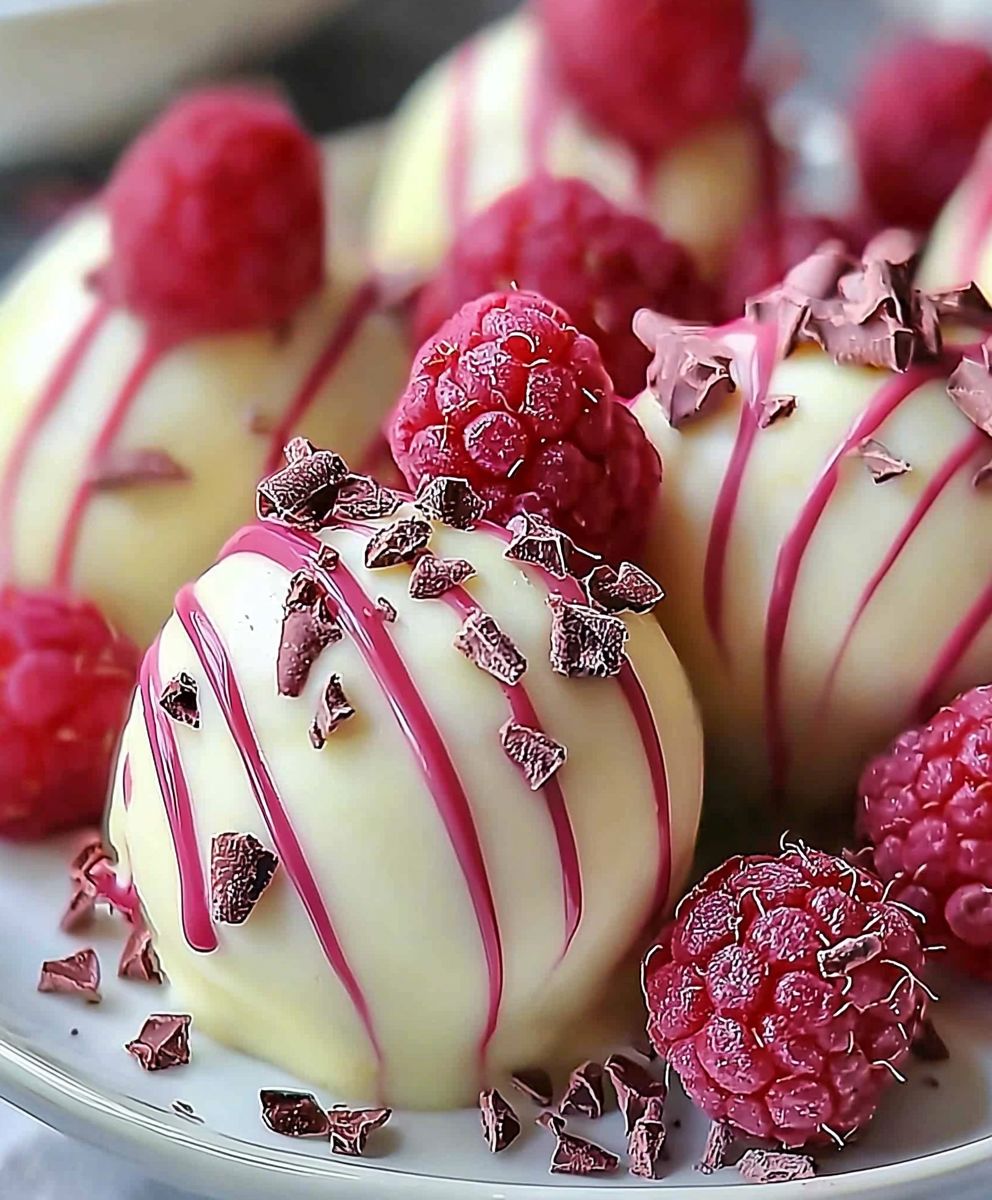 White Chocolate Raspberry Cheesecake Balls
