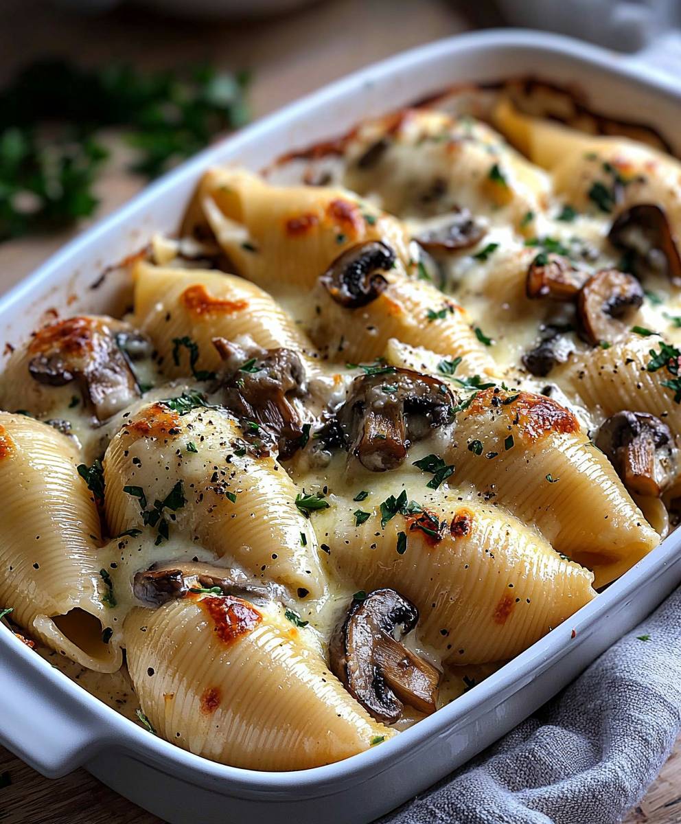 Creamy Garlic Mushroom Shells