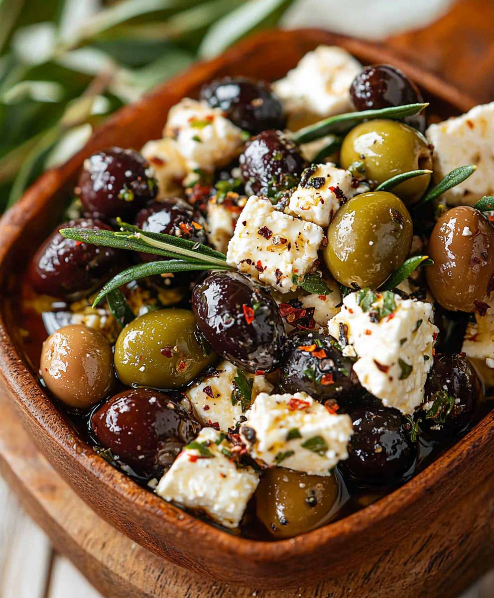 Marinated Olives and Feta Cheese