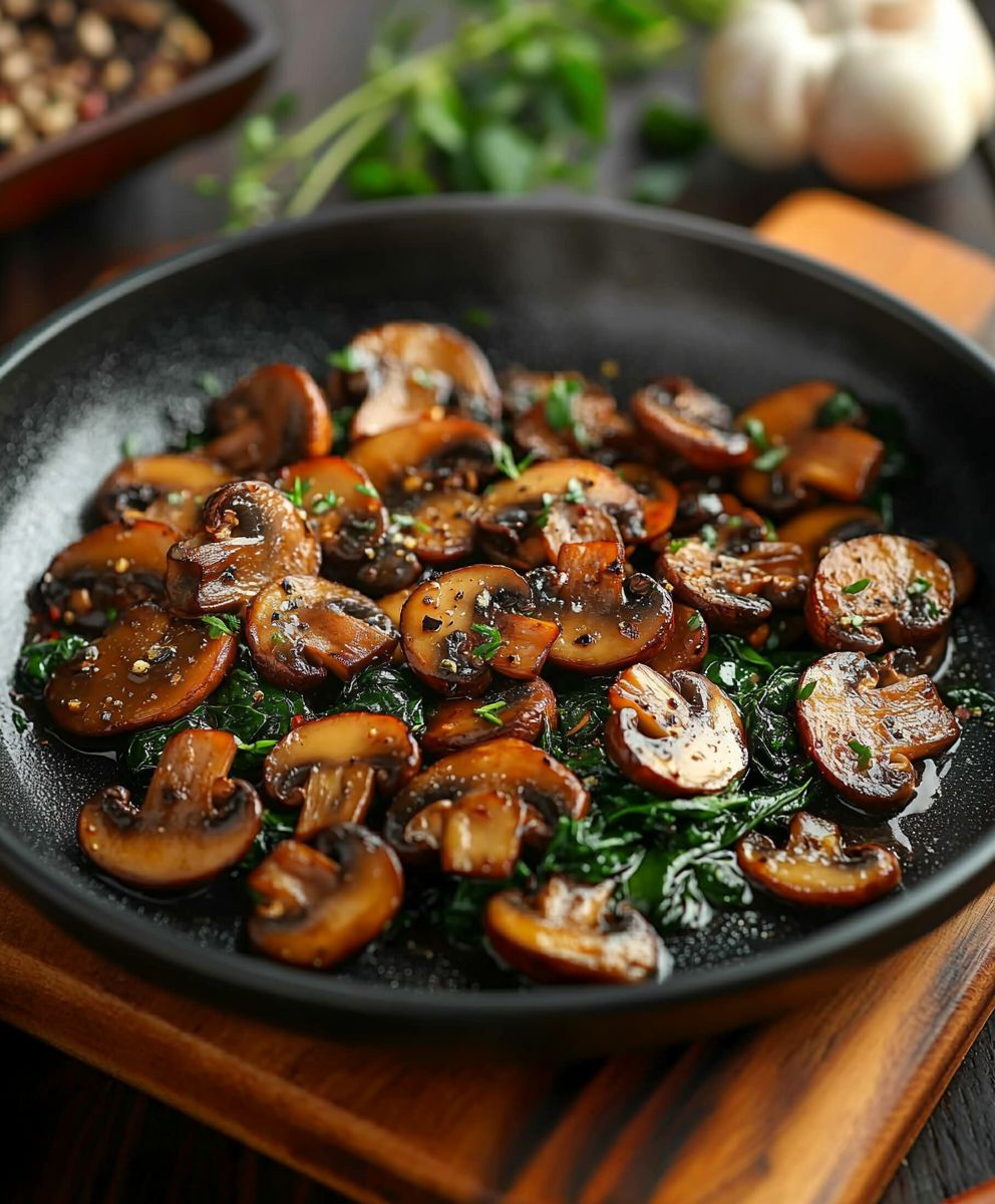Sautéed Mushrooms with Spinach