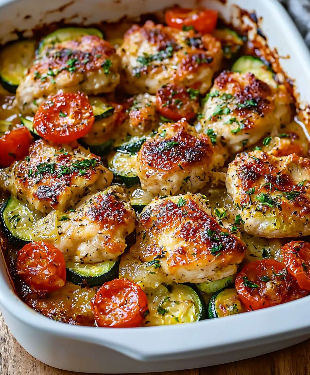 Mediterranean Chicken Zucchini Bake