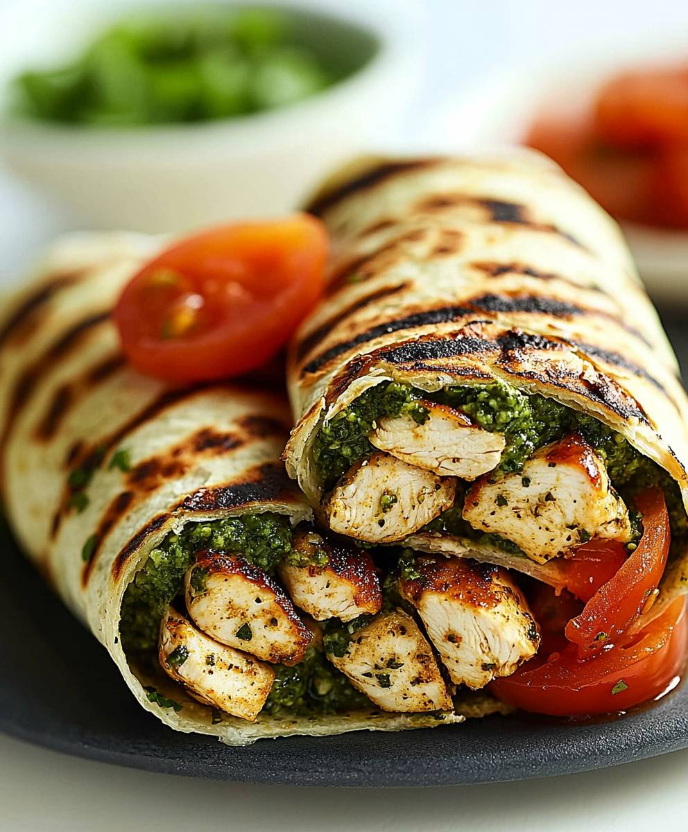 Bruschetta Chicken Pesto Wraps