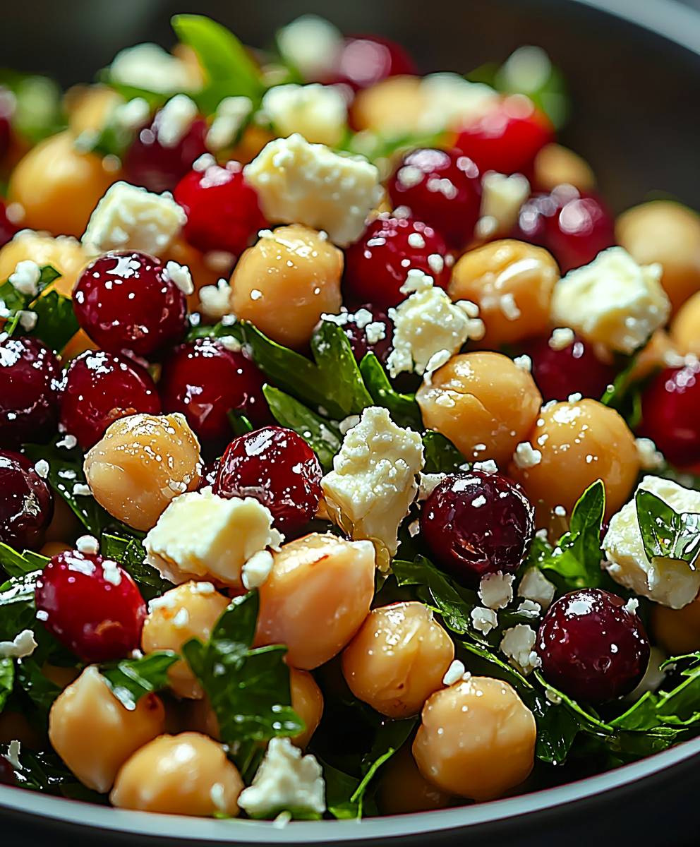 Feta Cranberry Chickpeas Salad