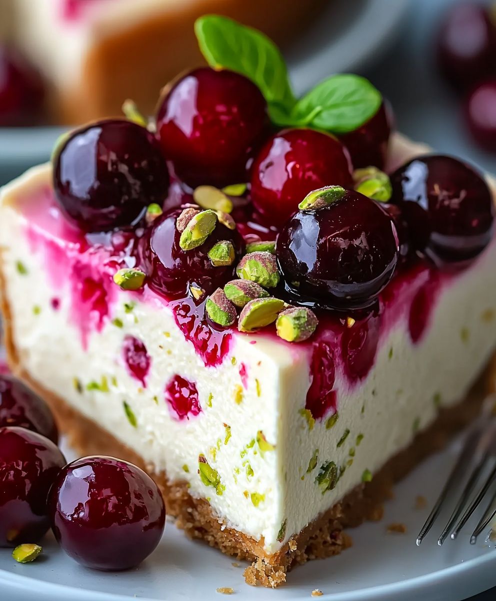 Cherry Pistachio Cheesecake Dessert