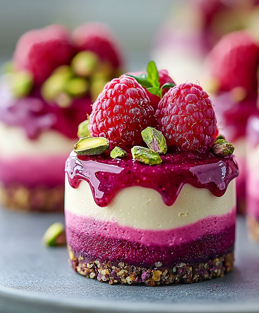 Raspberry Pistachio Mousse Cakes