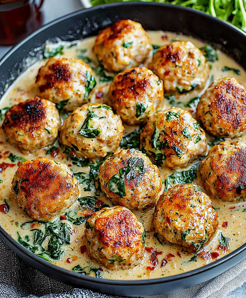 Creamy Spinach Turkey Meatballs