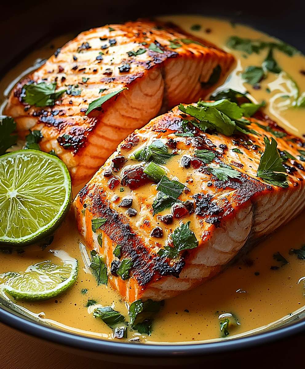 Poached Salmon Coconut Lime Sauce