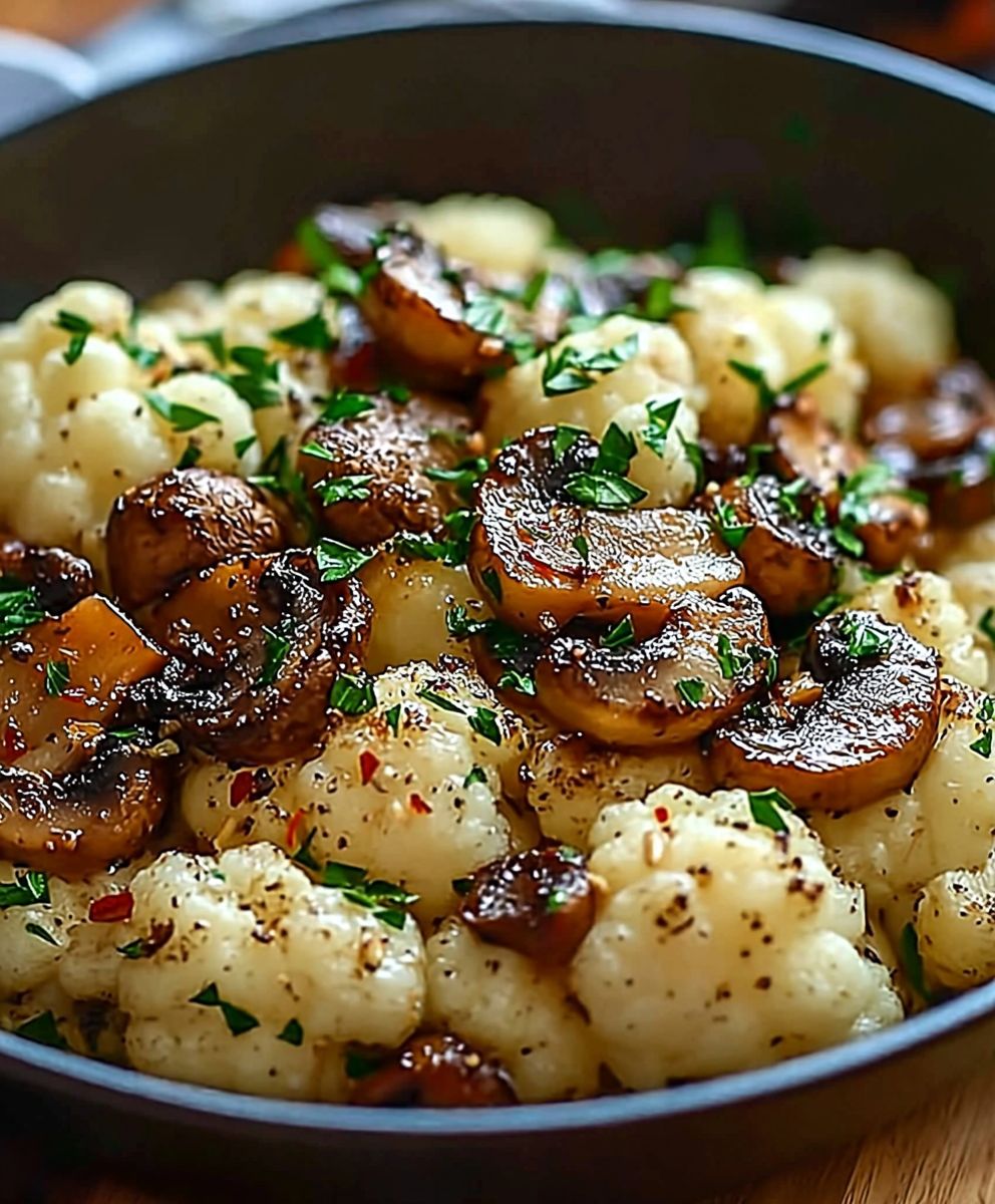 Garlic cauliflower mushroom skillet