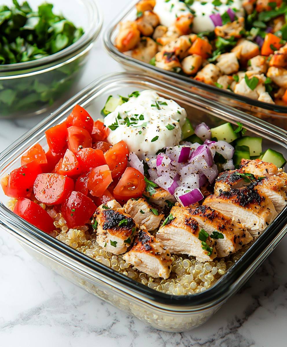 Greek chicken quinoa bowl