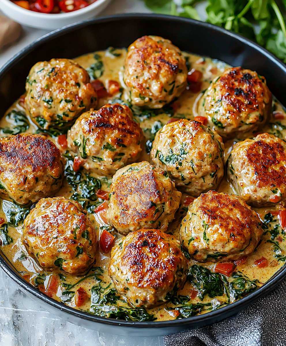 Creamy Spinach Turkey Meatballs