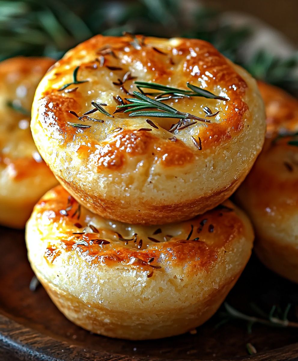 Garlic Rosemary Focaccia Muffins