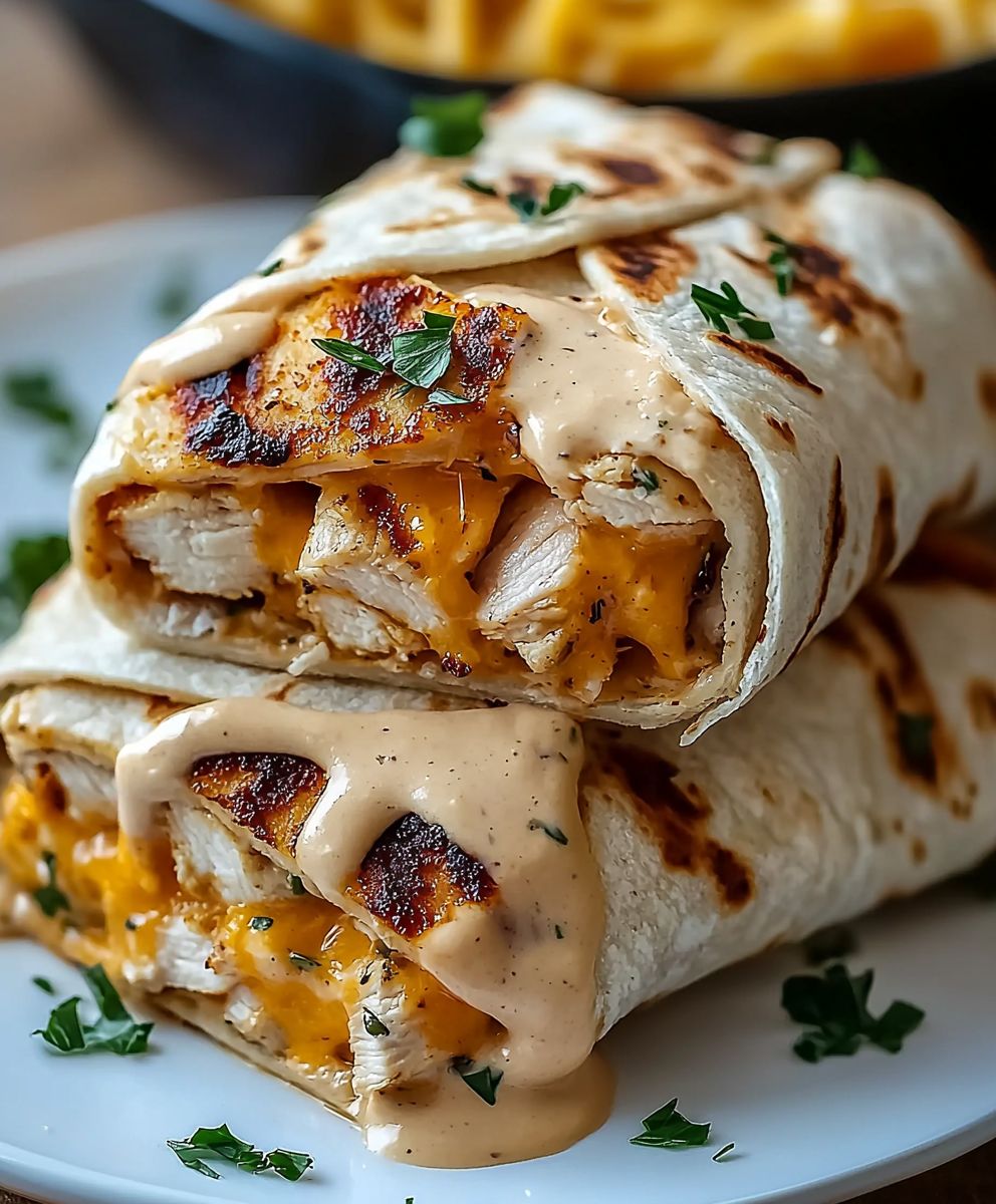 Cheesy Garlic Chicken Wraps