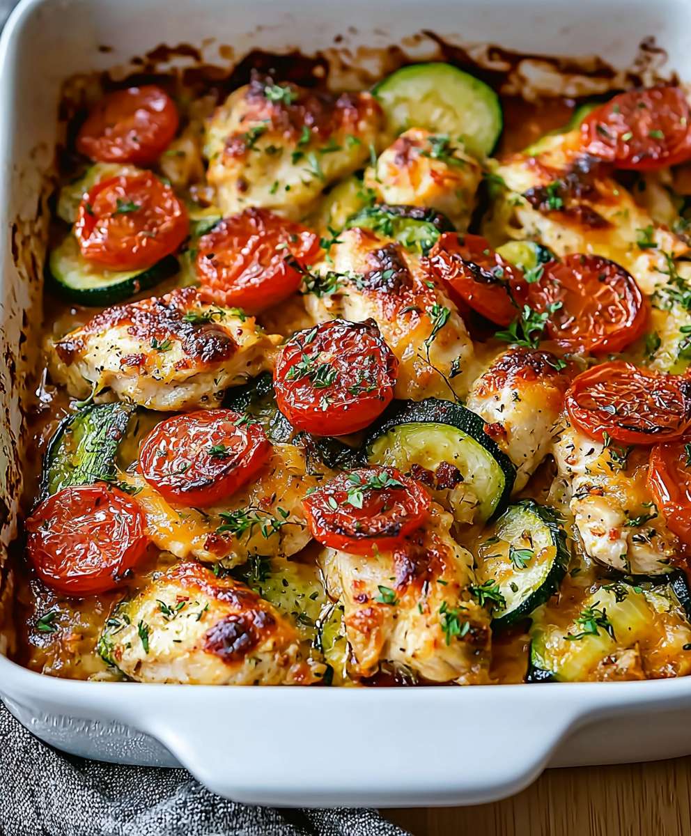 Mediterranean Chicken Zucchini Bake