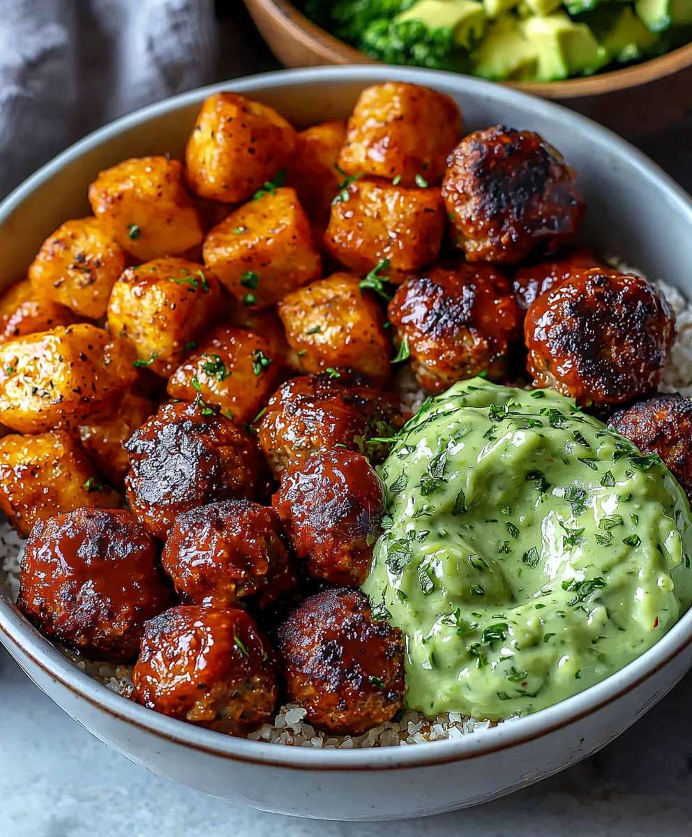 Barbecue Meatball Bowls