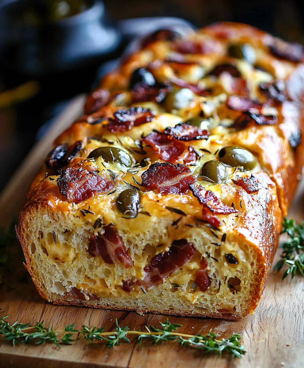 Olive bacon cheese bread