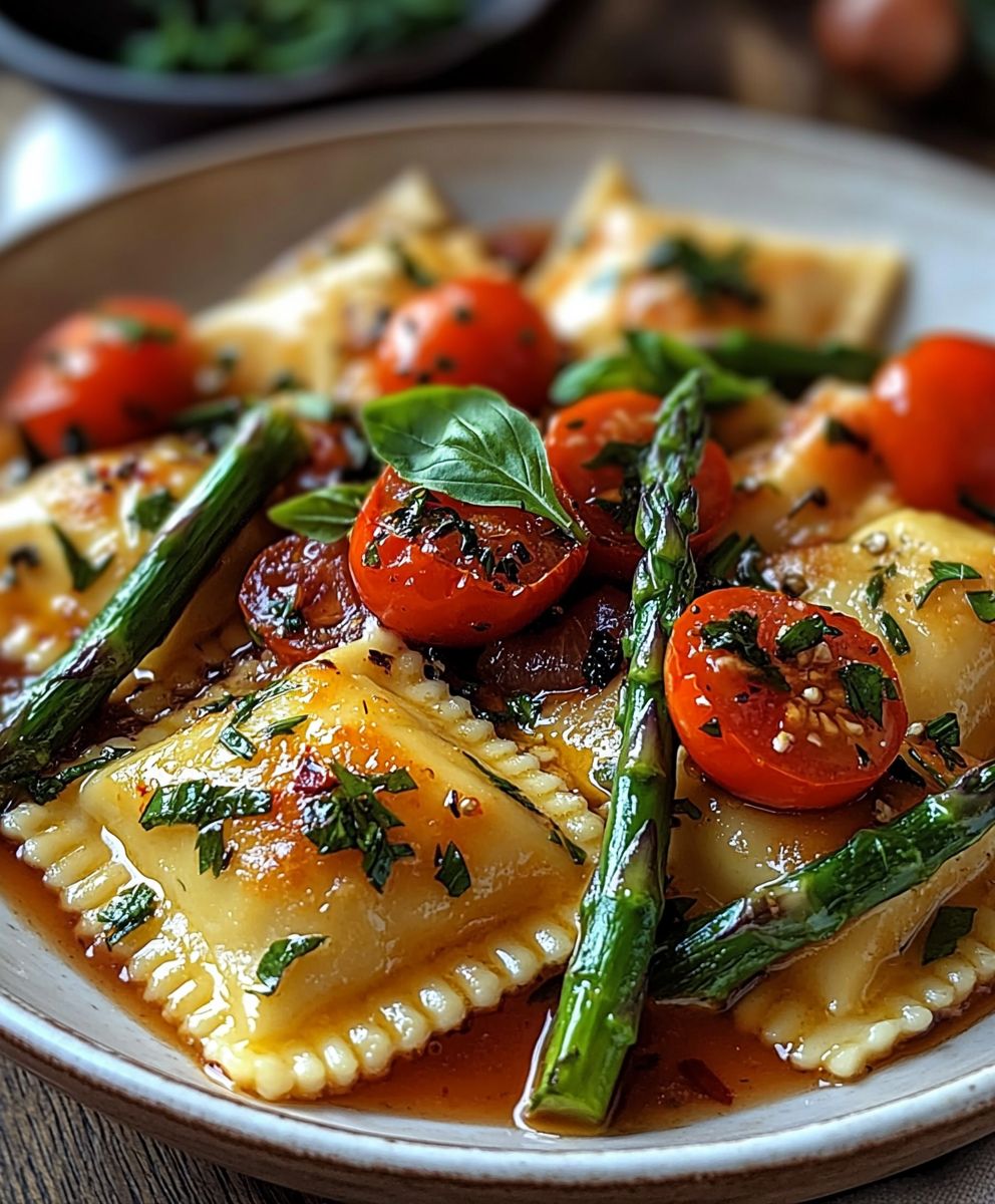Ravioli with Tomatoes Asparagus