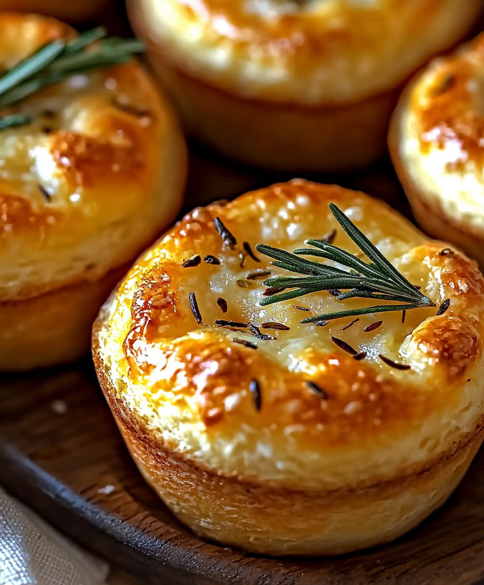 Garlic Rosemary Focaccia Muffins