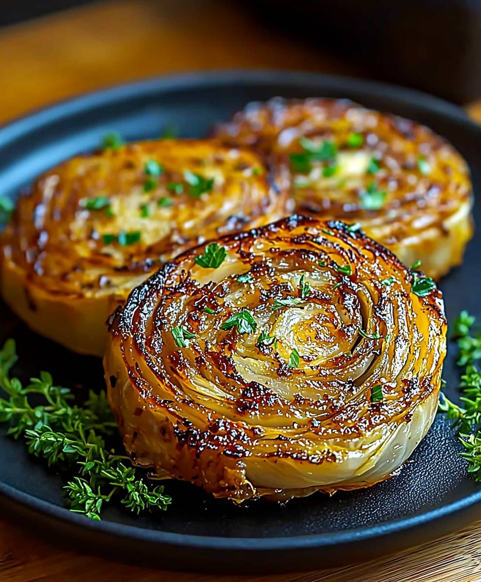 Garlic Roasted Cabbage Steaks