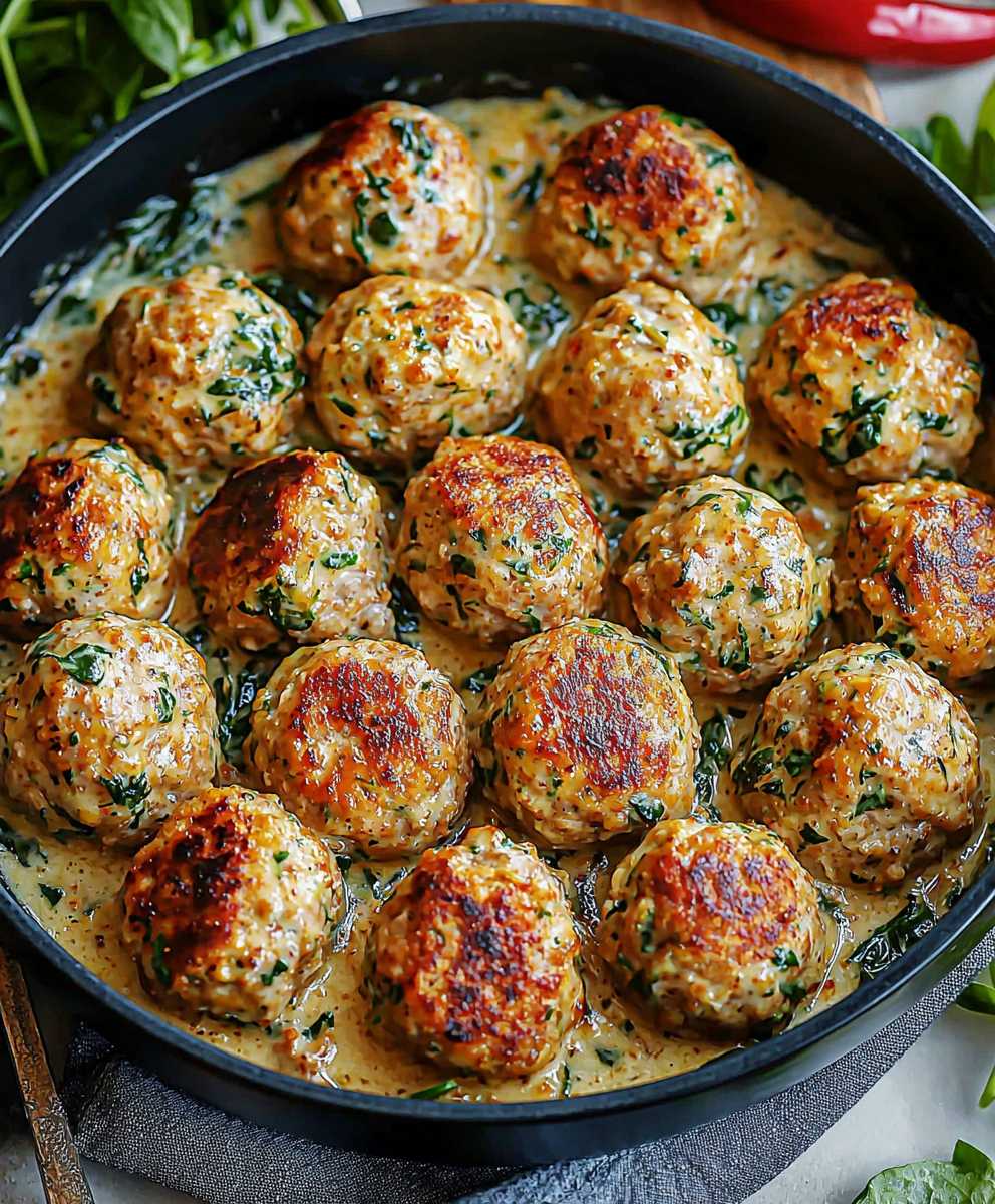 Creamy Spinach Turkey Meatballs