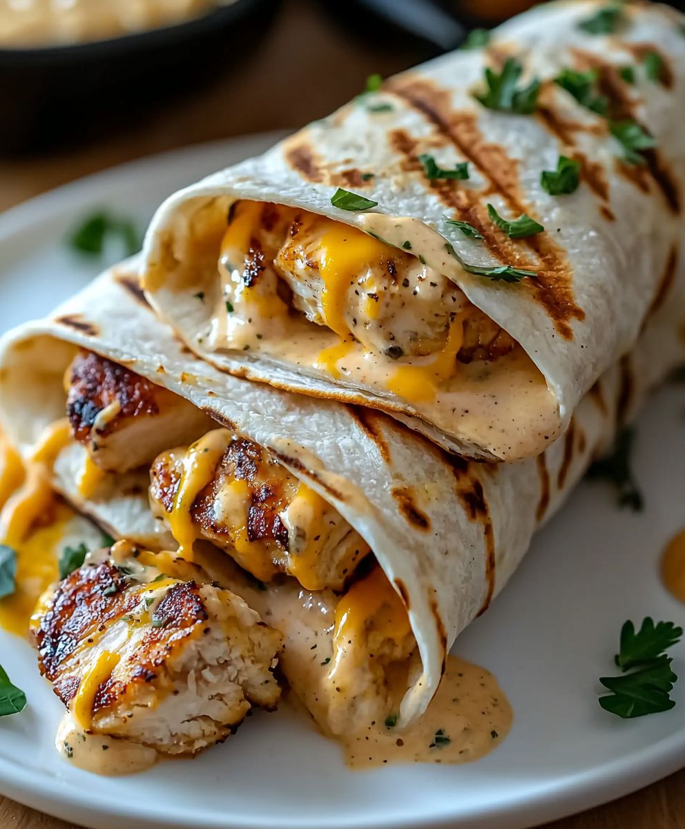 Cheesy Garlic Chicken Wraps