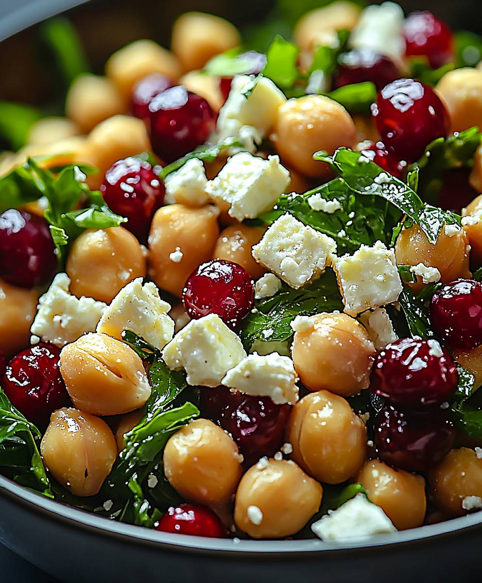 Feta Cranberry Chickpeas Salad