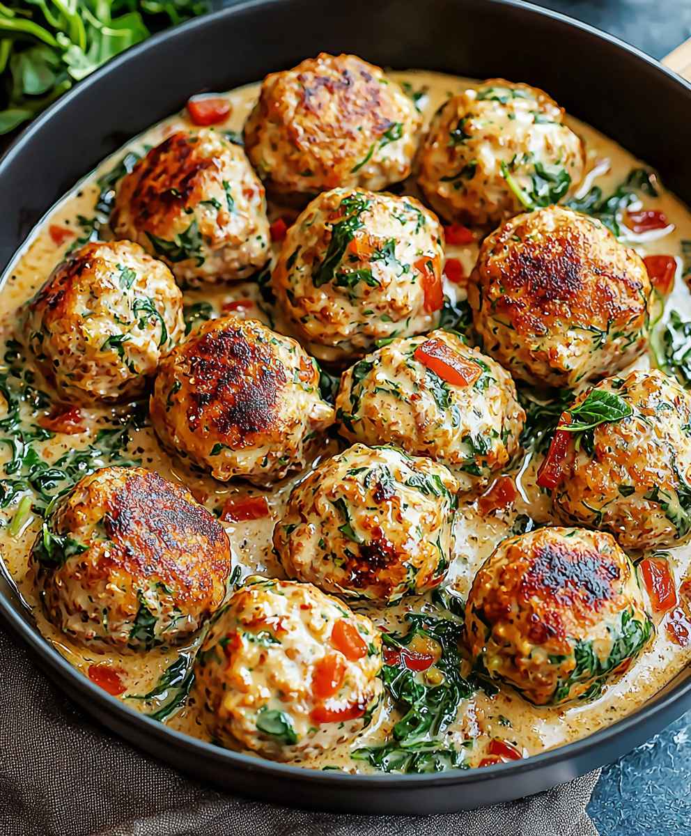 Creamy Spinach Turkey Meatballs
