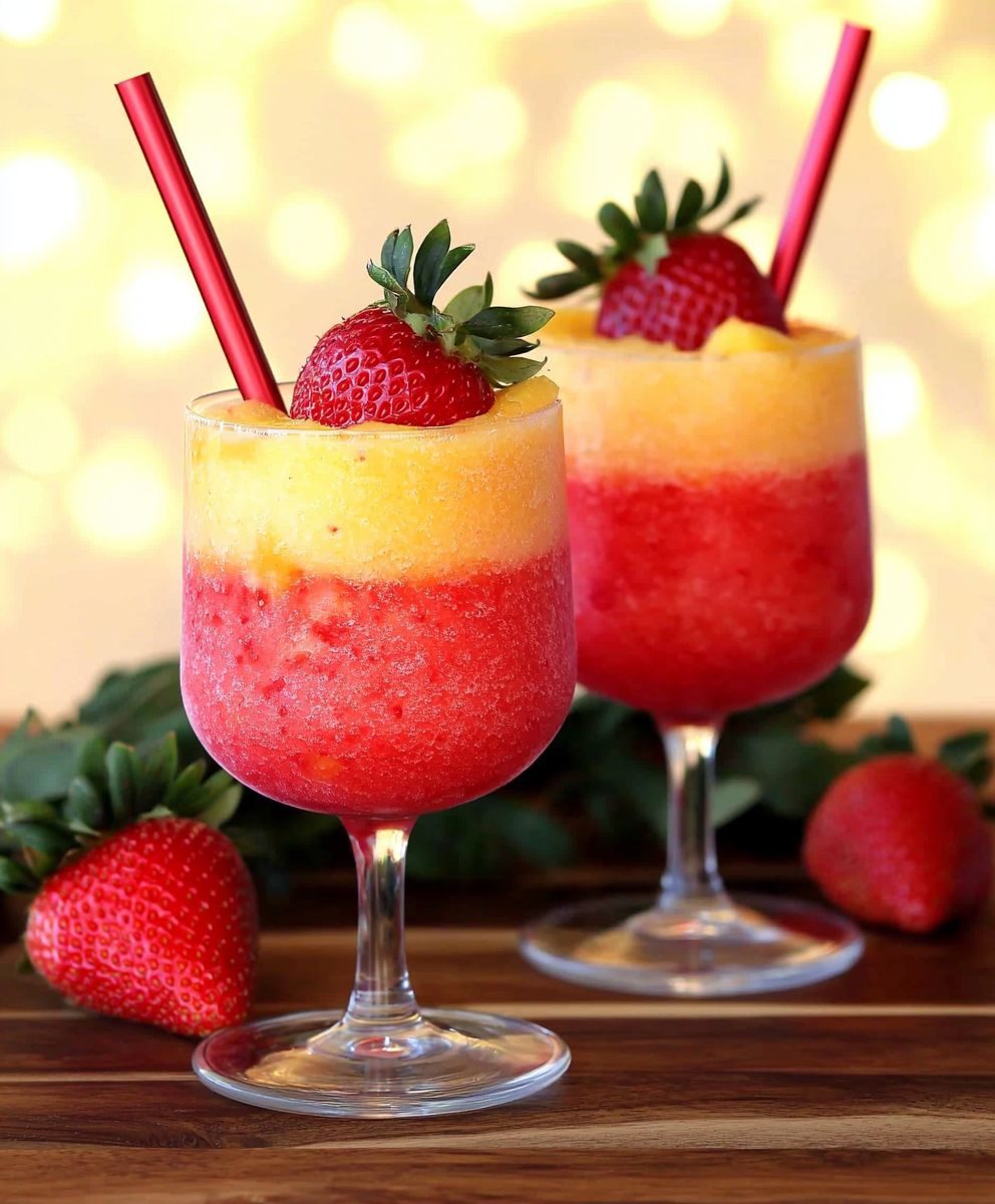 Strawberry Peach Wine Slushies