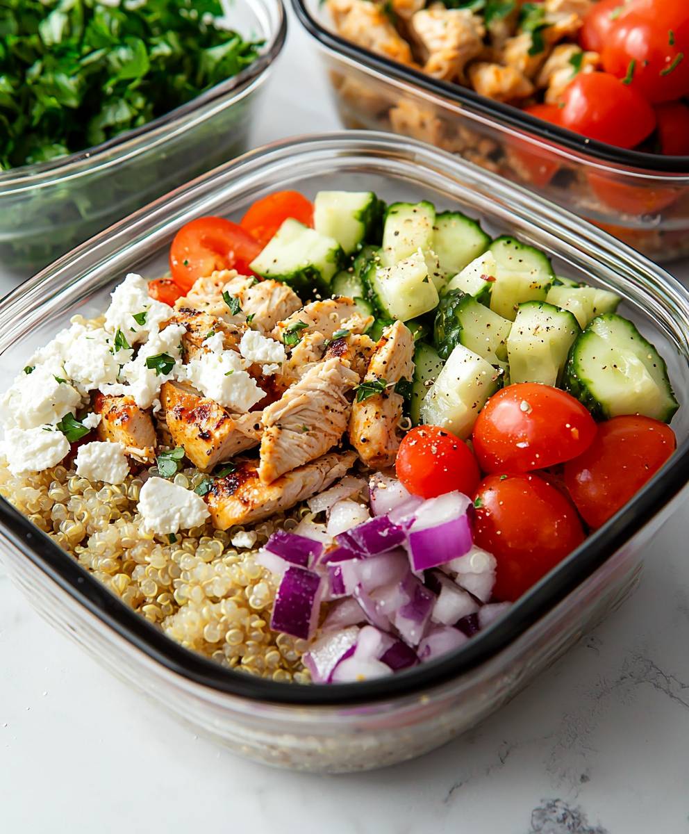 Greek chicken quinoa bowl