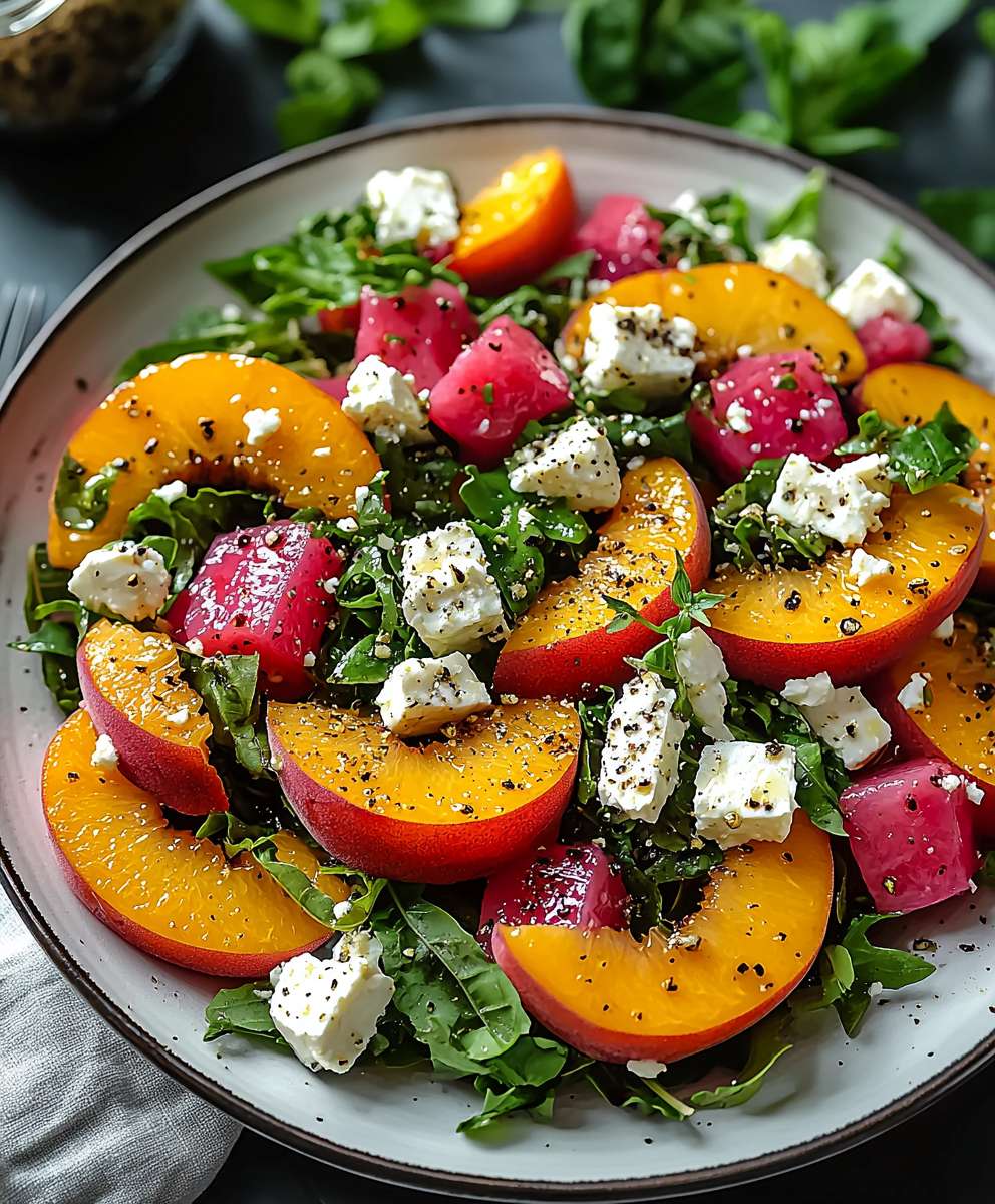Peach feta salad