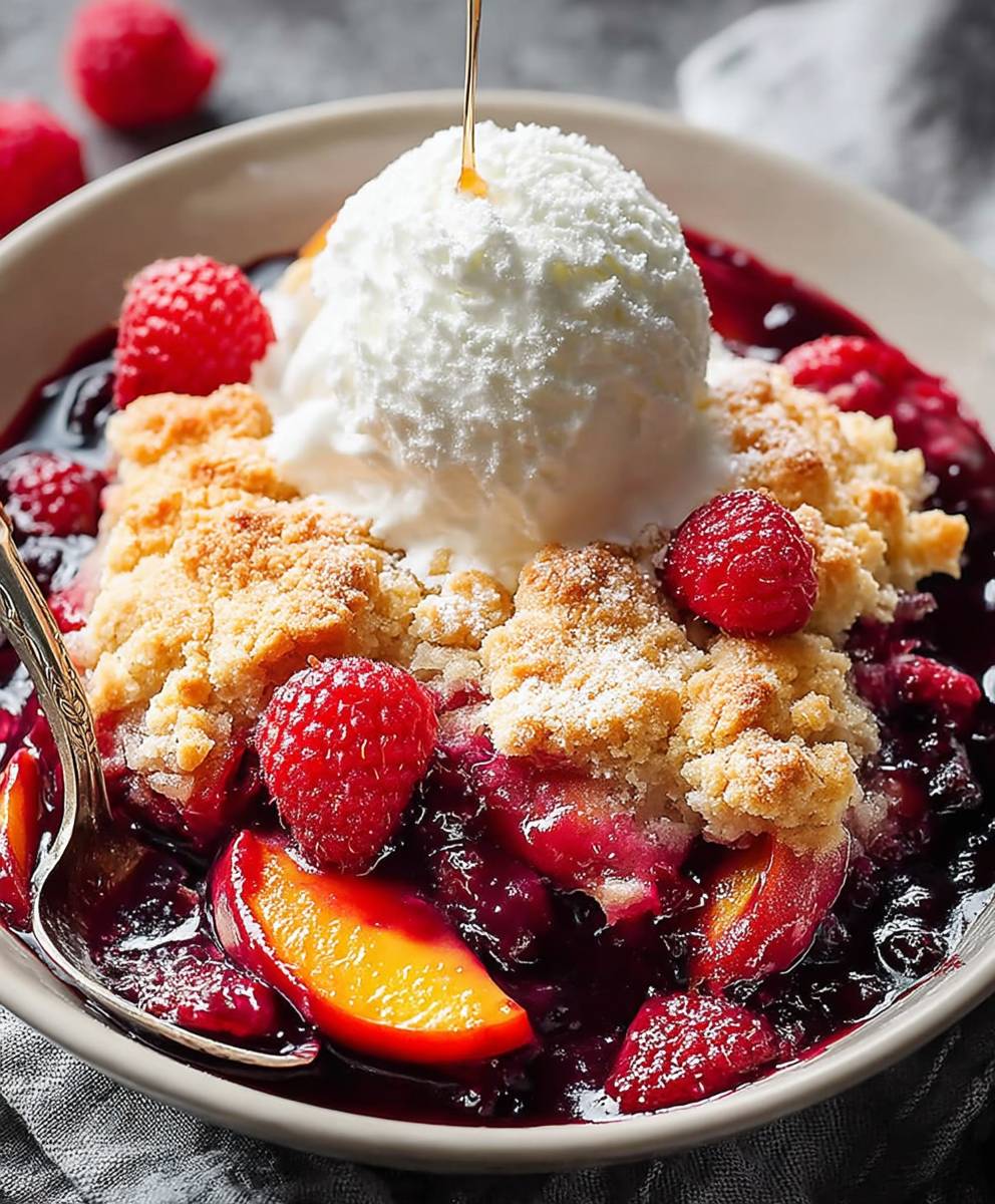 Peach Raspberry Cobbler