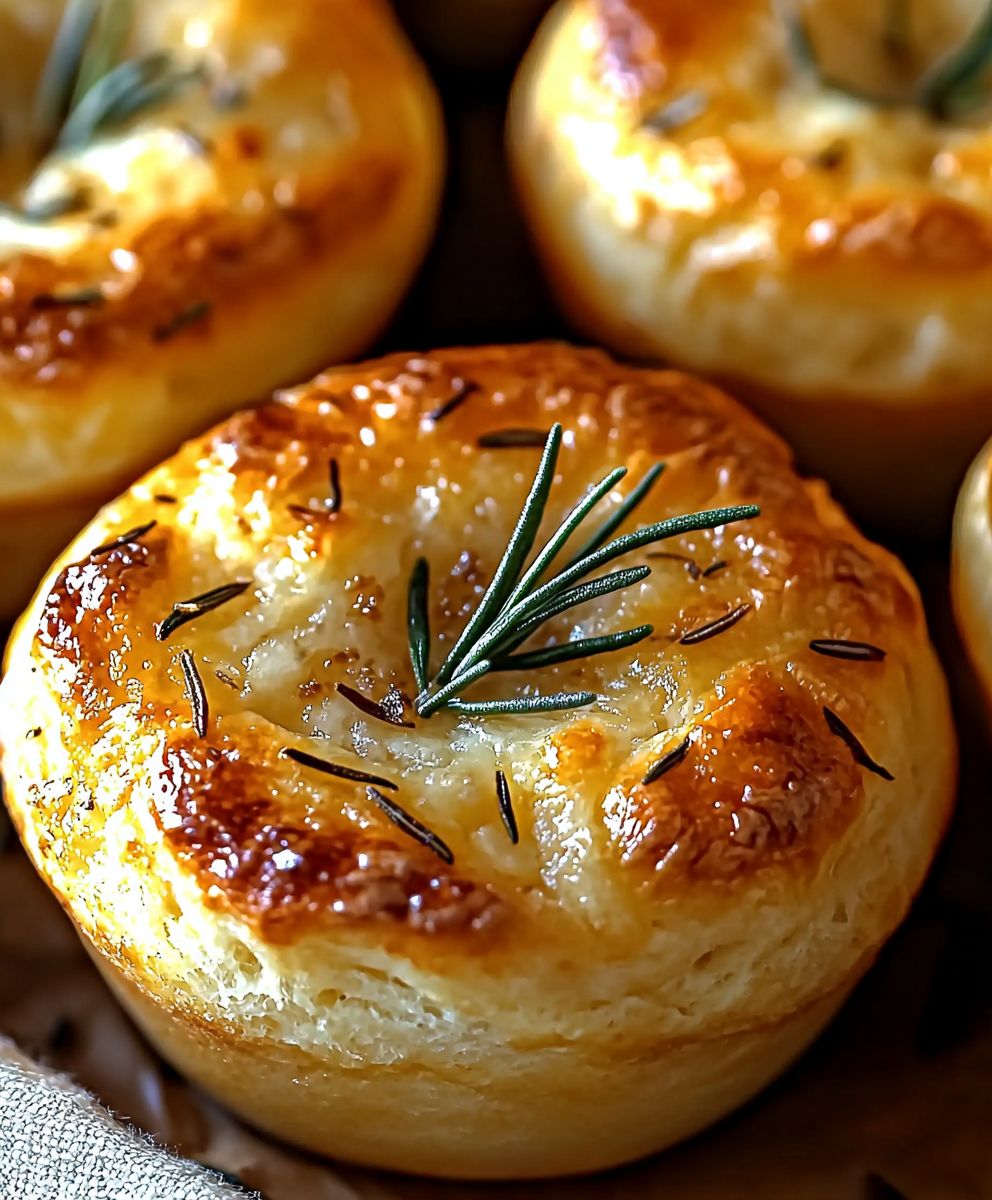 Garlic Rosemary Focaccia Muffins