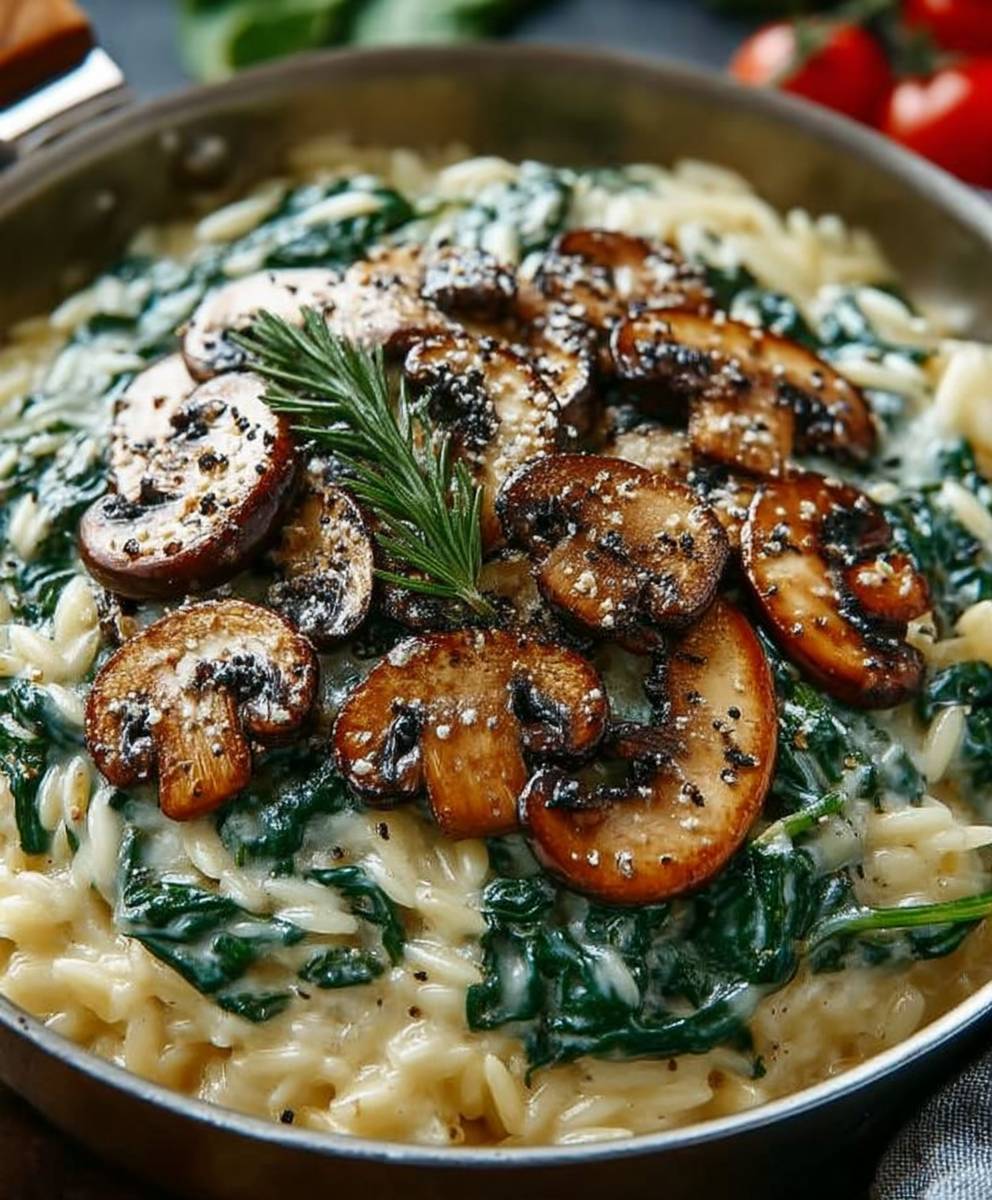 Mushroom Spinach Orzo
