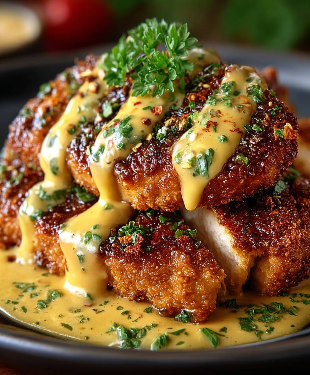 Pretzel chicken mustard cheddar