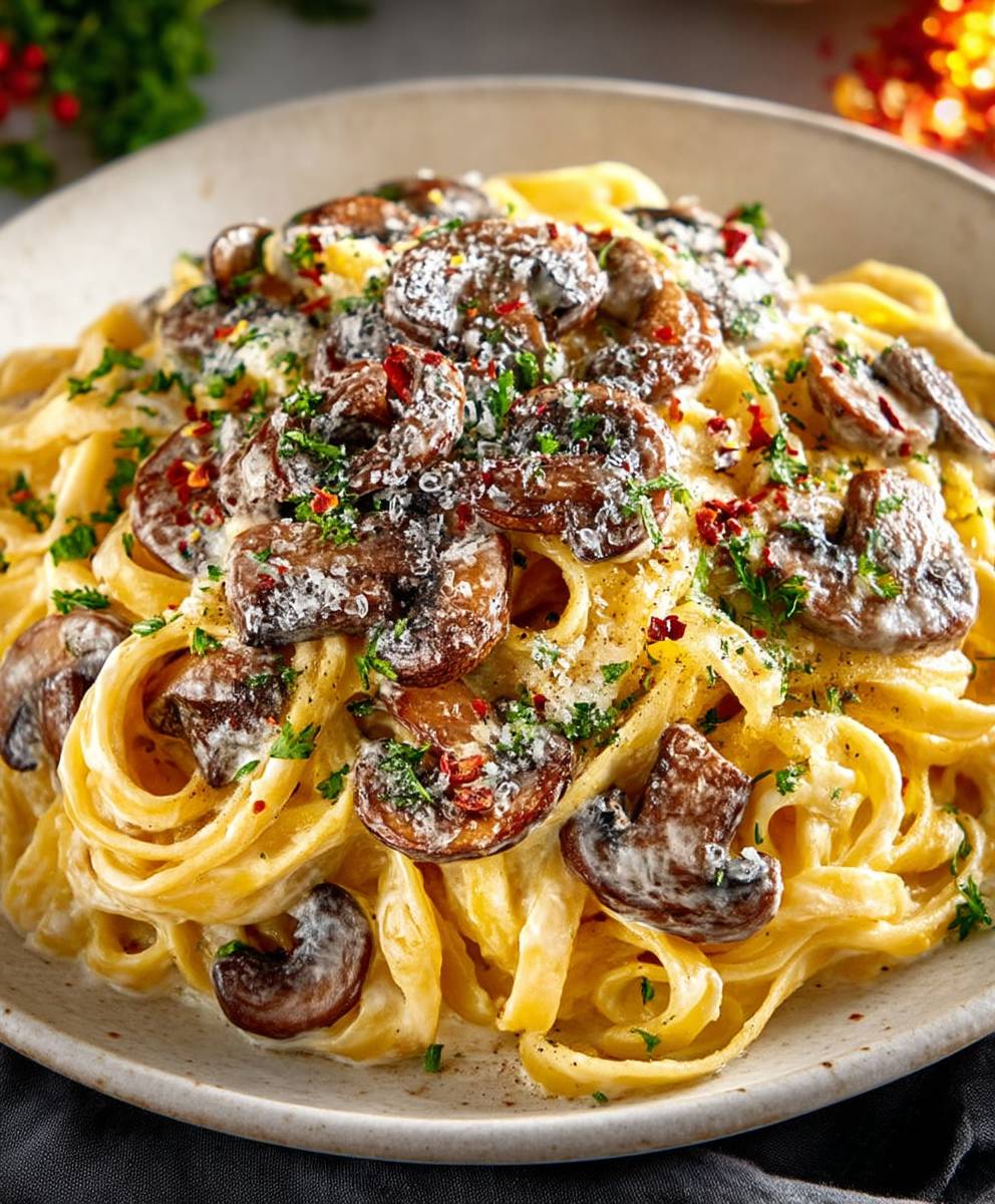 Mushroom Fettuccine Alfredo