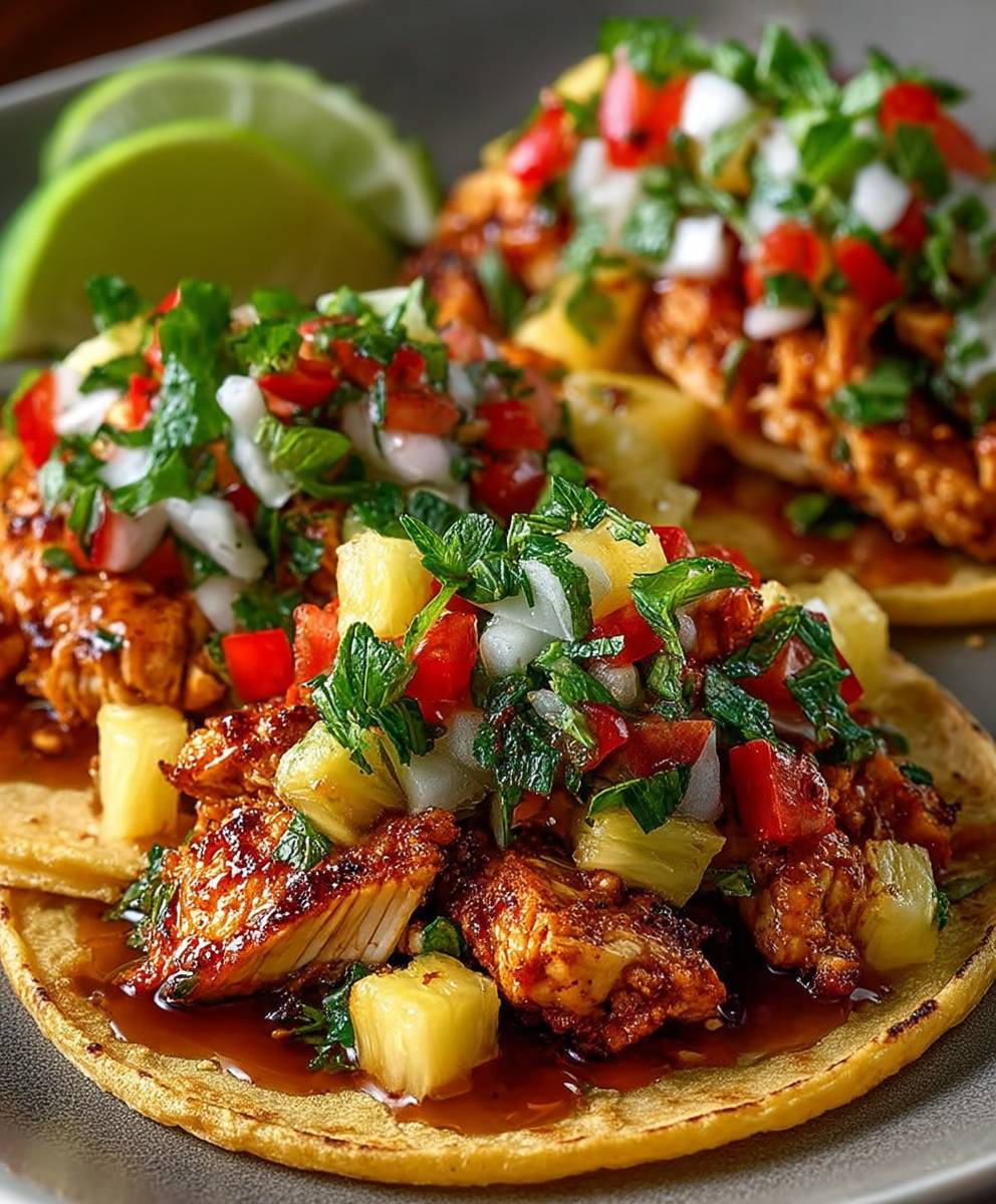 Pineapple chicken tacos
