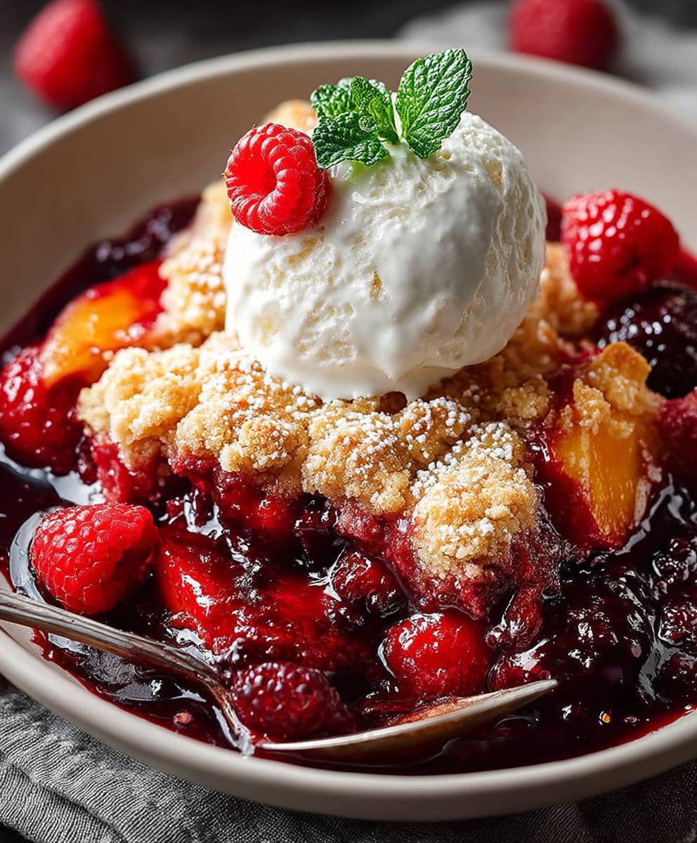 Peach Raspberry Cobbler
