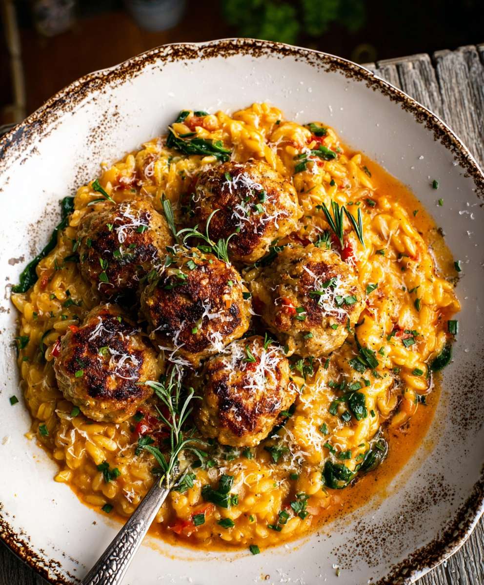 Rosemary Chicken Meatballs Tomato Orzo