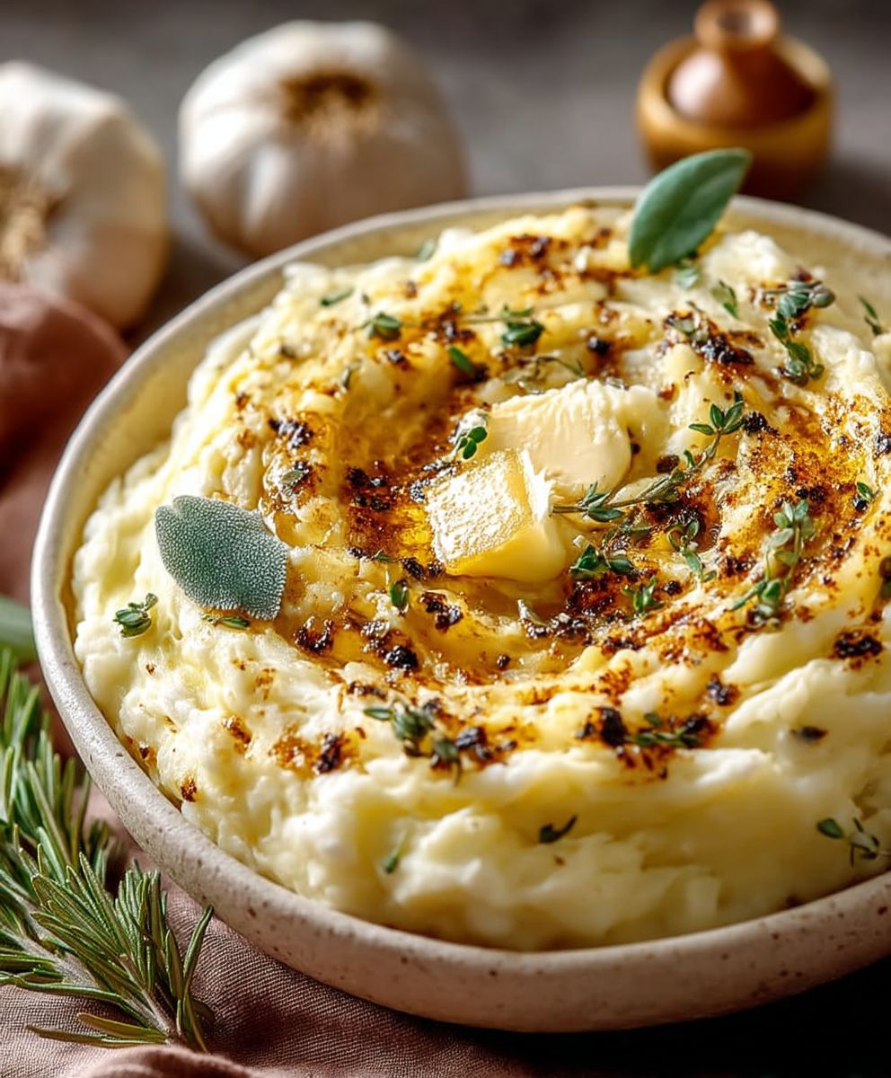 Brown Butter Garlic Mashed Potatoes