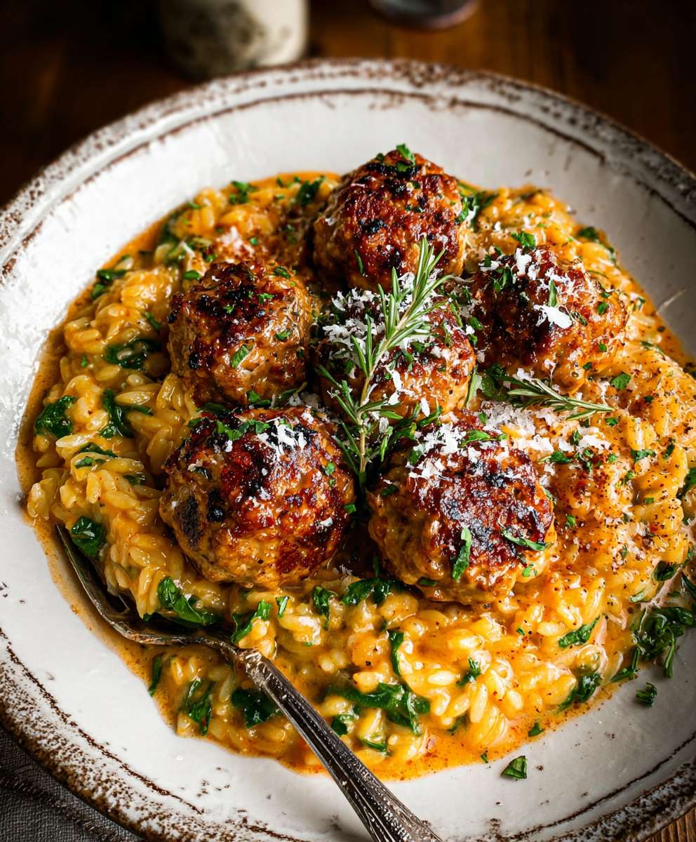 Rosemary Chicken Meatballs Tomato Orzo