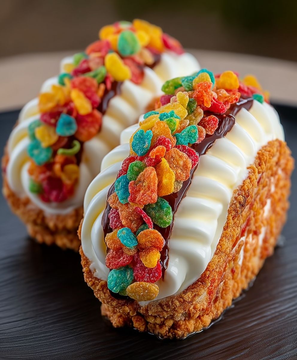 Fruity Pebbles Cheesecake Tacos