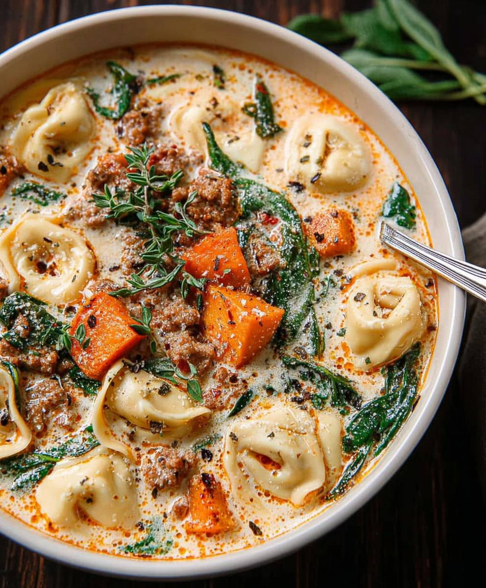 Creamy Sausage Tortellini Soup