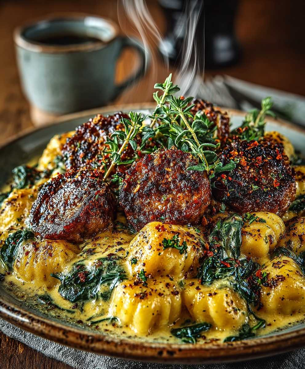 Pumpkin Gnocchi Spinach and Sausage