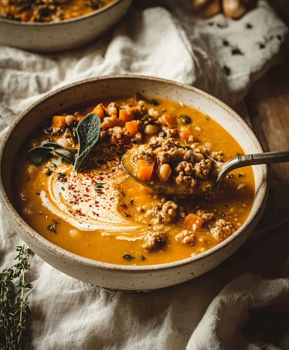 Turkey pumpkin white bean chili
